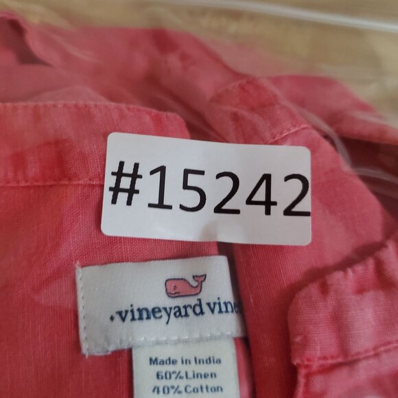 Vineyard Vines Top Womens Small Pink Linen/Cotton Blend 3/4 Sleeve Blouse - Picture 8 of 8